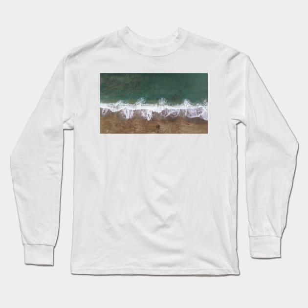 Beautiful Sea Waves Aerial View Long Sleeve T-Shirt by Kate-P-